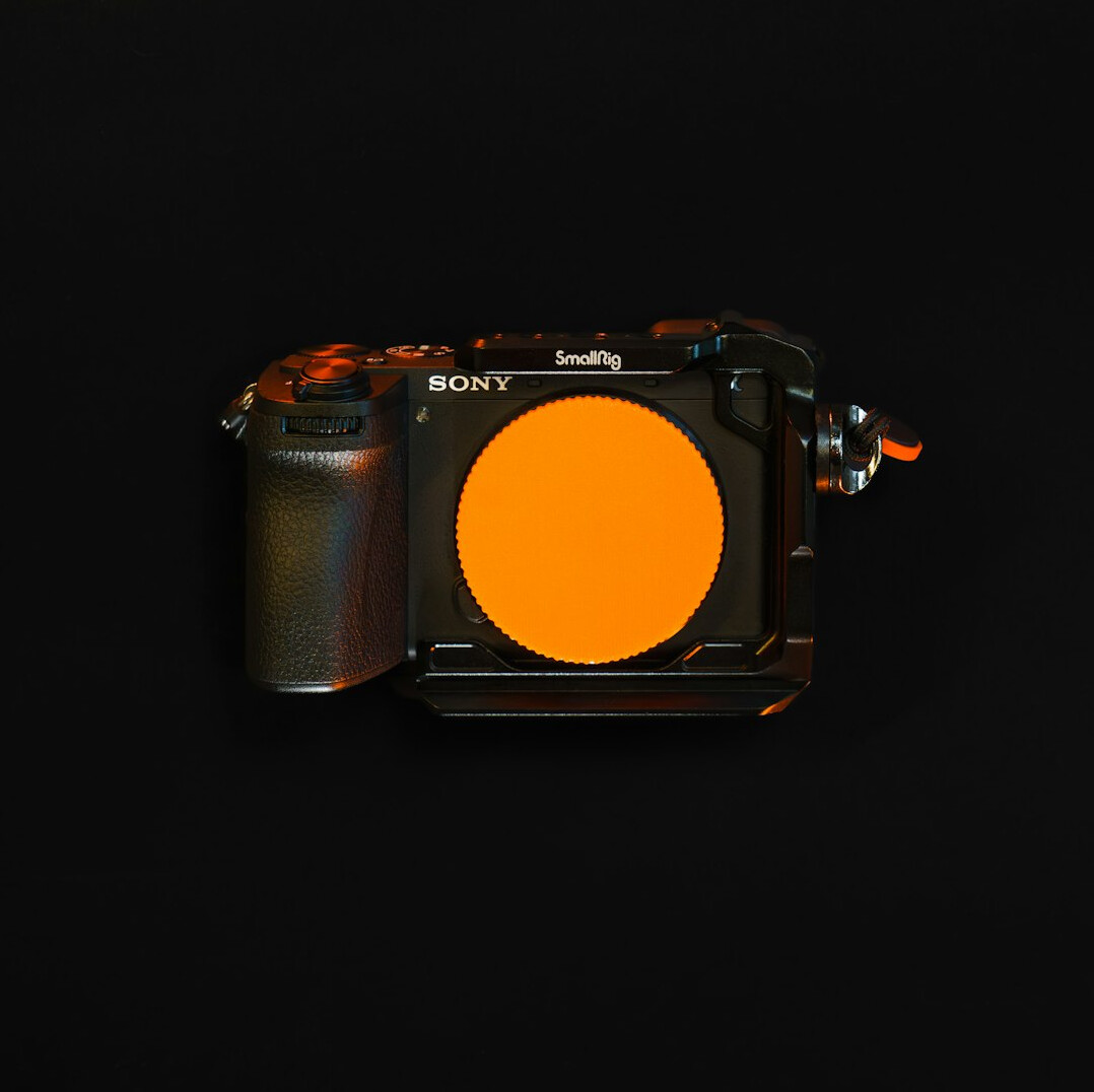 Professional broadcast video camera in a television studio